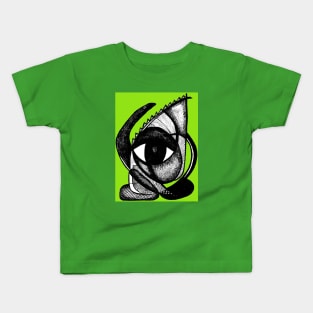 "I see you" - African Symbolic Surrealist Art - Green Kids T-Shirt